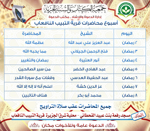 المناشط الدعويه محاضرات دروس علميه فعاليات ملتقيات شاركونا الخير في اعلاناتكم